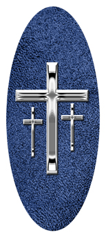 339 D516-517-SL-SH-BL Silver 3 Crosses Shimmer Blue